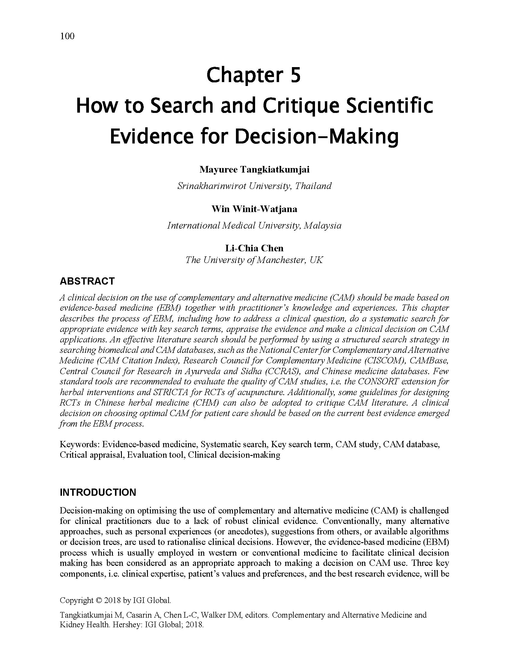 Chapter 5  How to Search and Critique Scientific  Evidence for Decision-Making 
